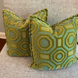 Set of 2 custom pillows; down inserts Included